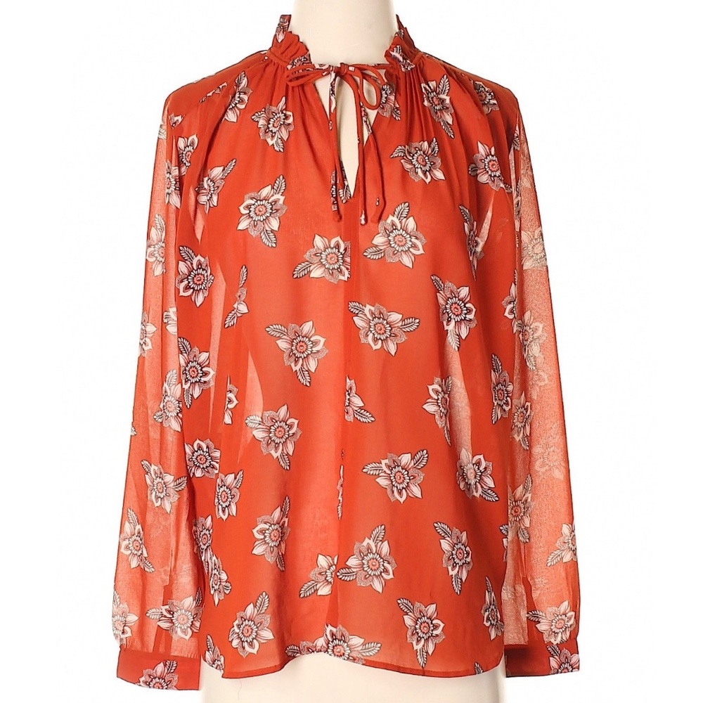Ann Taylor LOFT Semi-Sheer Faraway Floral Blouse